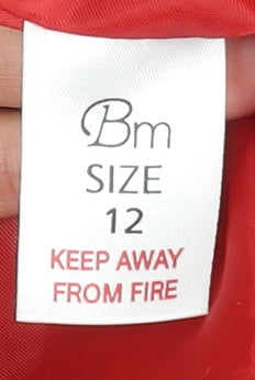 Bm Women's Red Mid-Length Button Overcoat Size 12