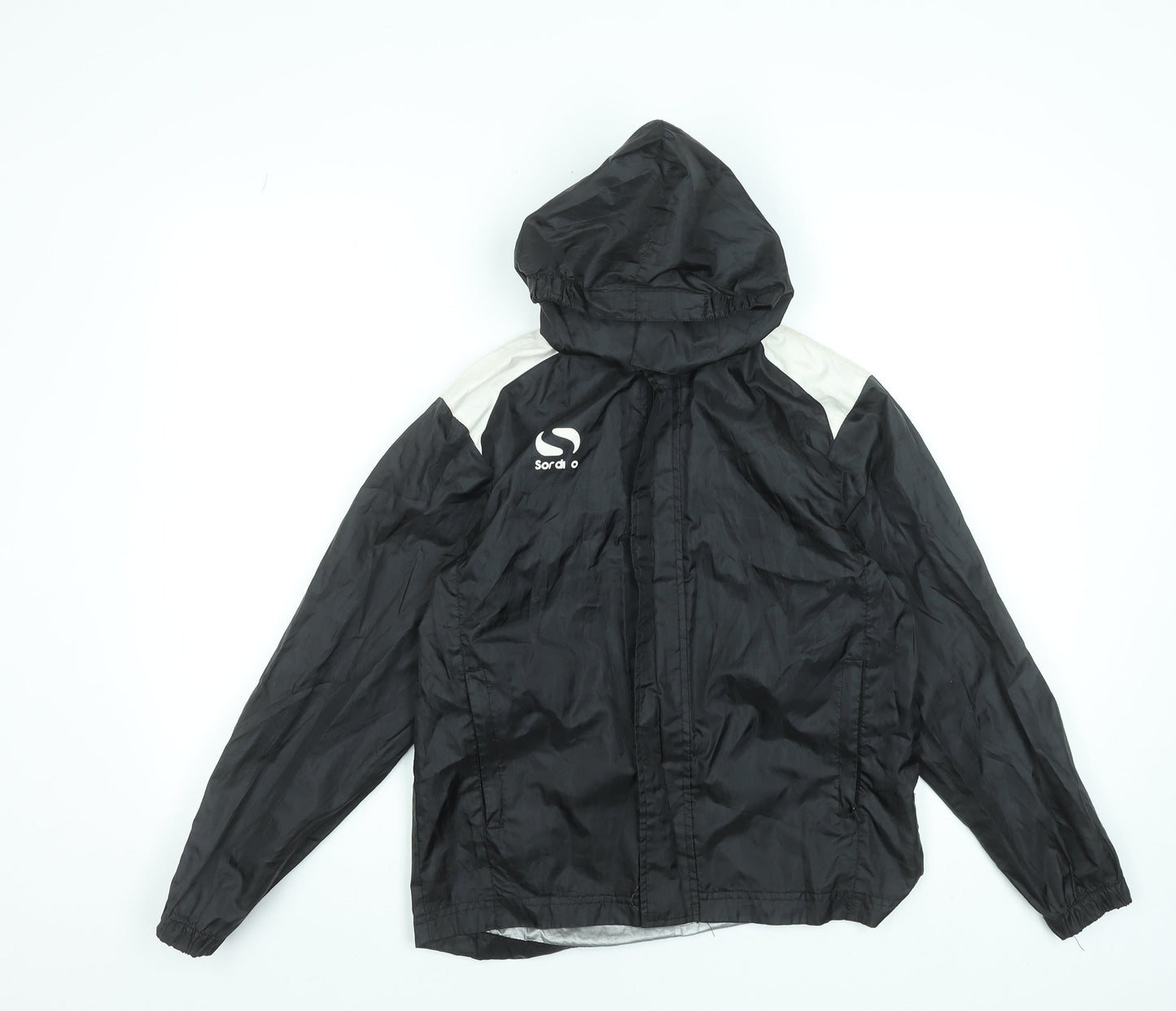 Sondico Boys Black Windbreaker Jacket 9-10 Years Hooded Lightweight