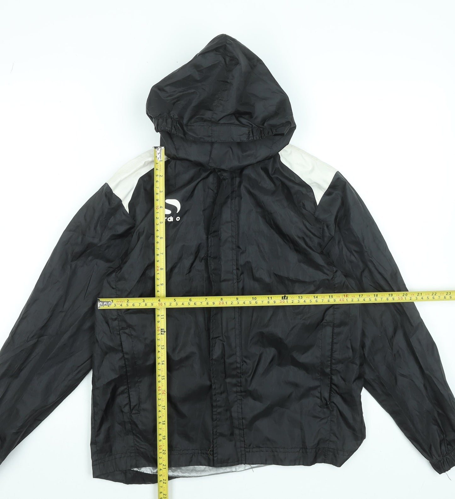 Sondico Boys Black Windbreaker Jacket 9-10 Years Hooded Lightweight