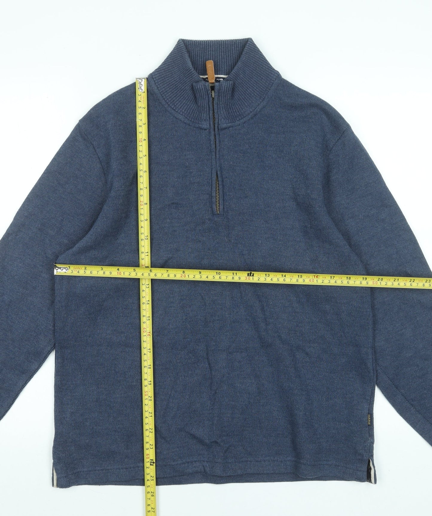 Maine New England Men’s Blue 1/2 Zip Knit Sweatshirt Size S