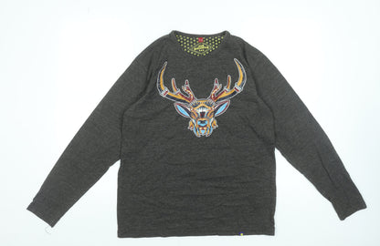 Joe Browns Women’s Grey Cotton Long Sleeve Deer Print T-Shirt Size S
