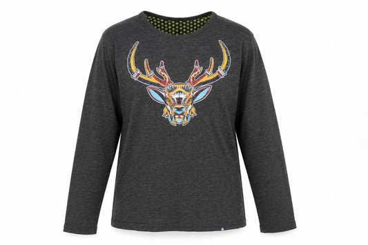 Joe Browns Women’s Grey Cotton Long Sleeve Deer Print T-Shirt Size S