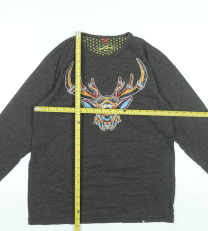 Joe Browns Women’s Grey Cotton Long Sleeve Deer Print T-Shirt Size S