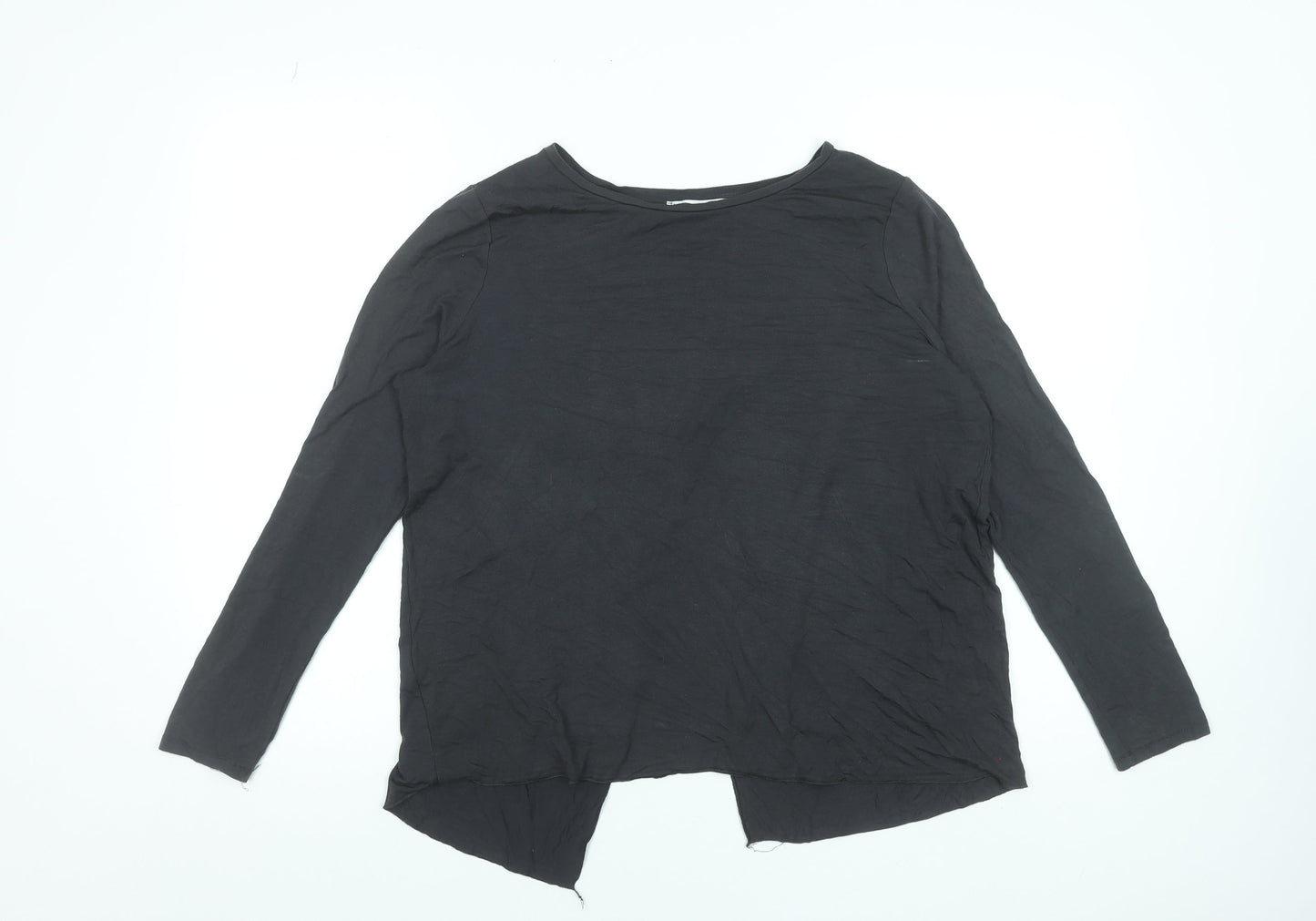 Mango Women Black Long Sleeve Basic Jersey Top Size L