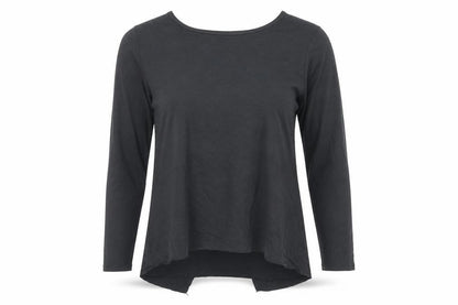 Mango Women Black Long Sleeve Basic Jersey Top Size L
