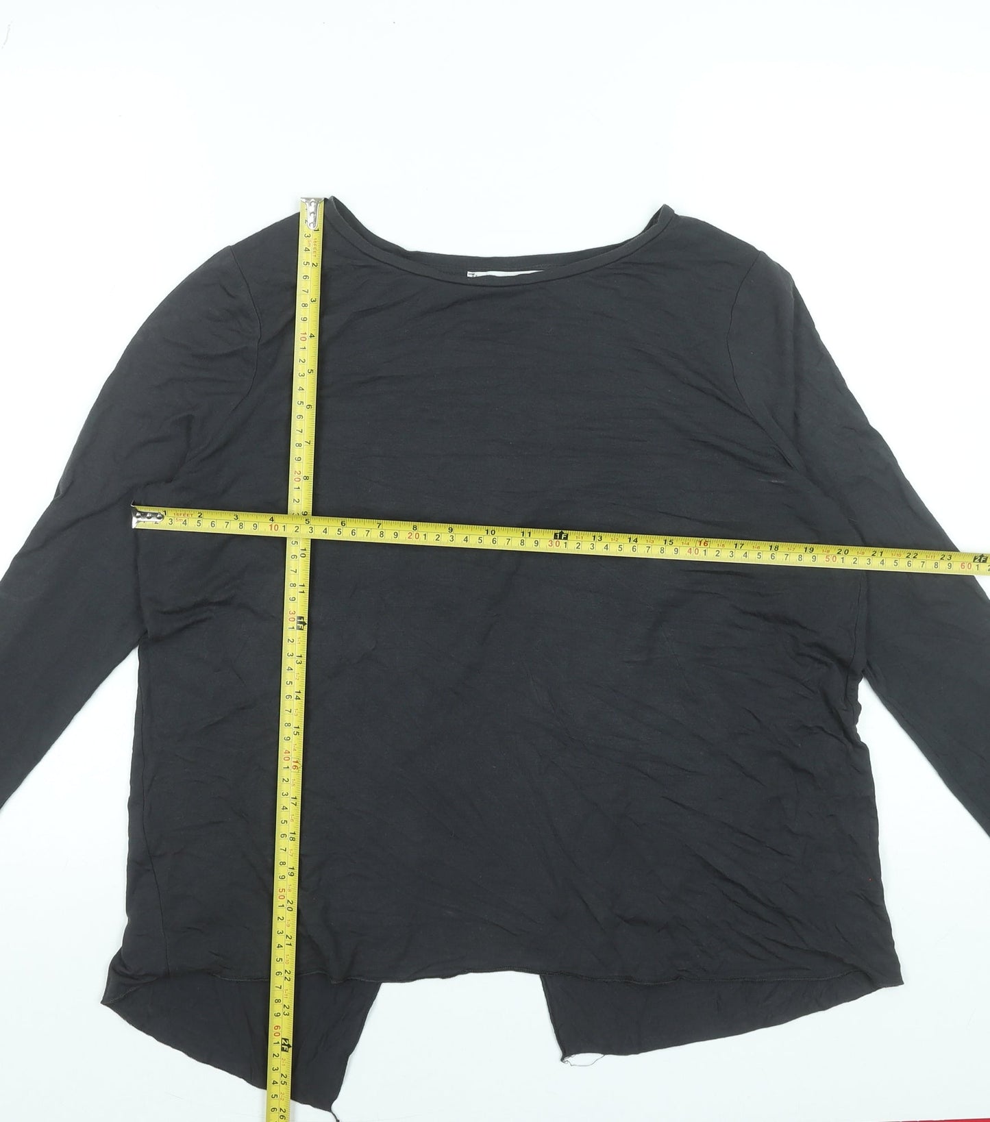 Mango Women Black Long Sleeve Basic Jersey Top Size L