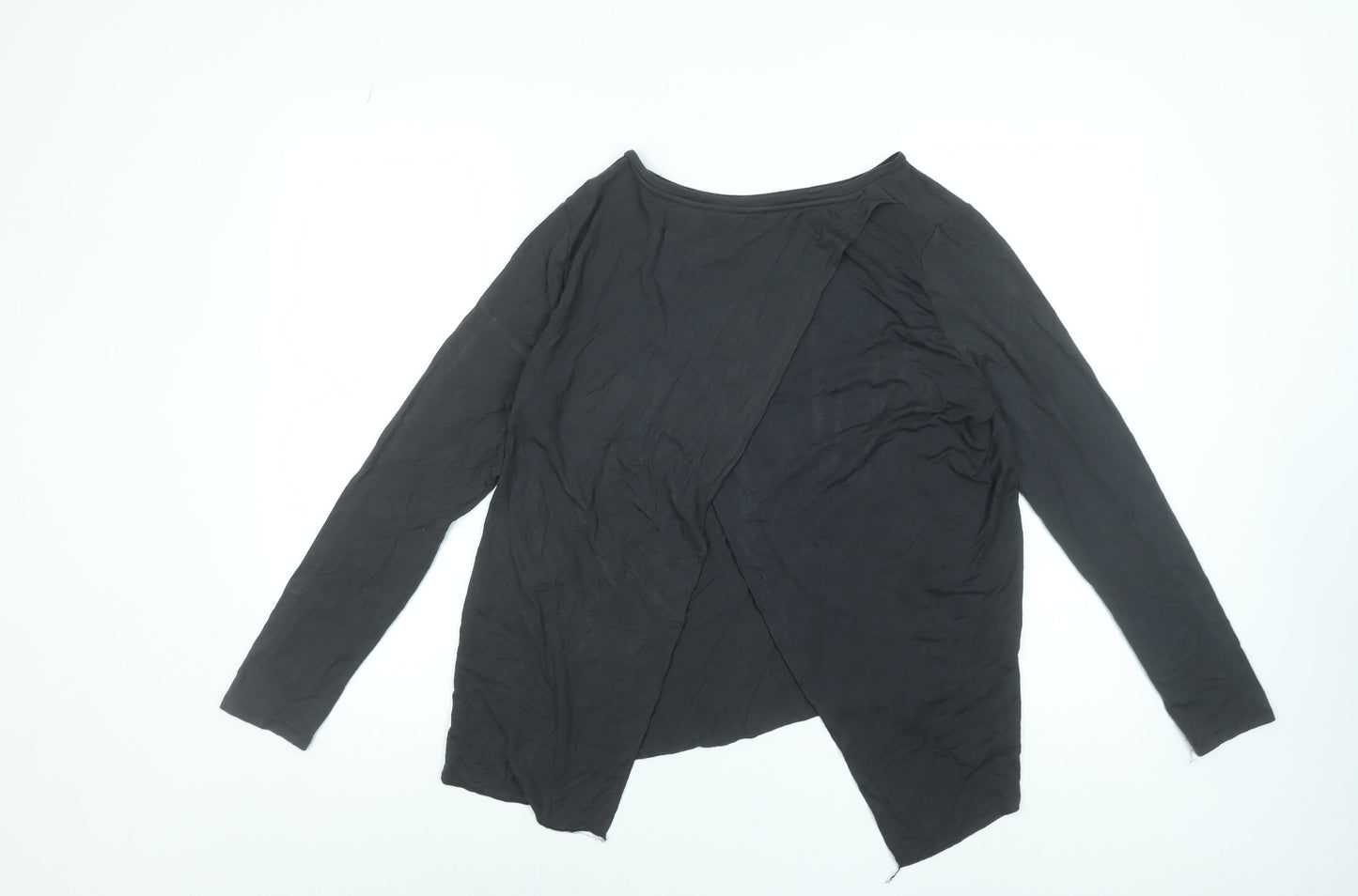 Mango Women Black Long Sleeve Basic Jersey Top Size L