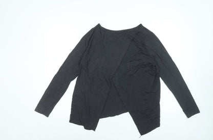 Mango Women Black Long Sleeve Basic Jersey Top Size L