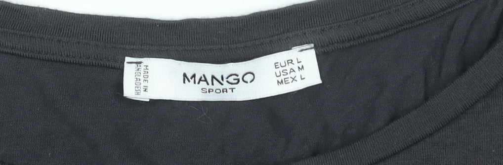 Mango Women Black Long Sleeve Basic Jersey Top Size L