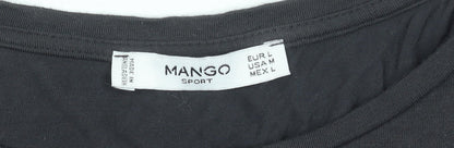 Mango Women Black Long Sleeve Basic Jersey Top Size L