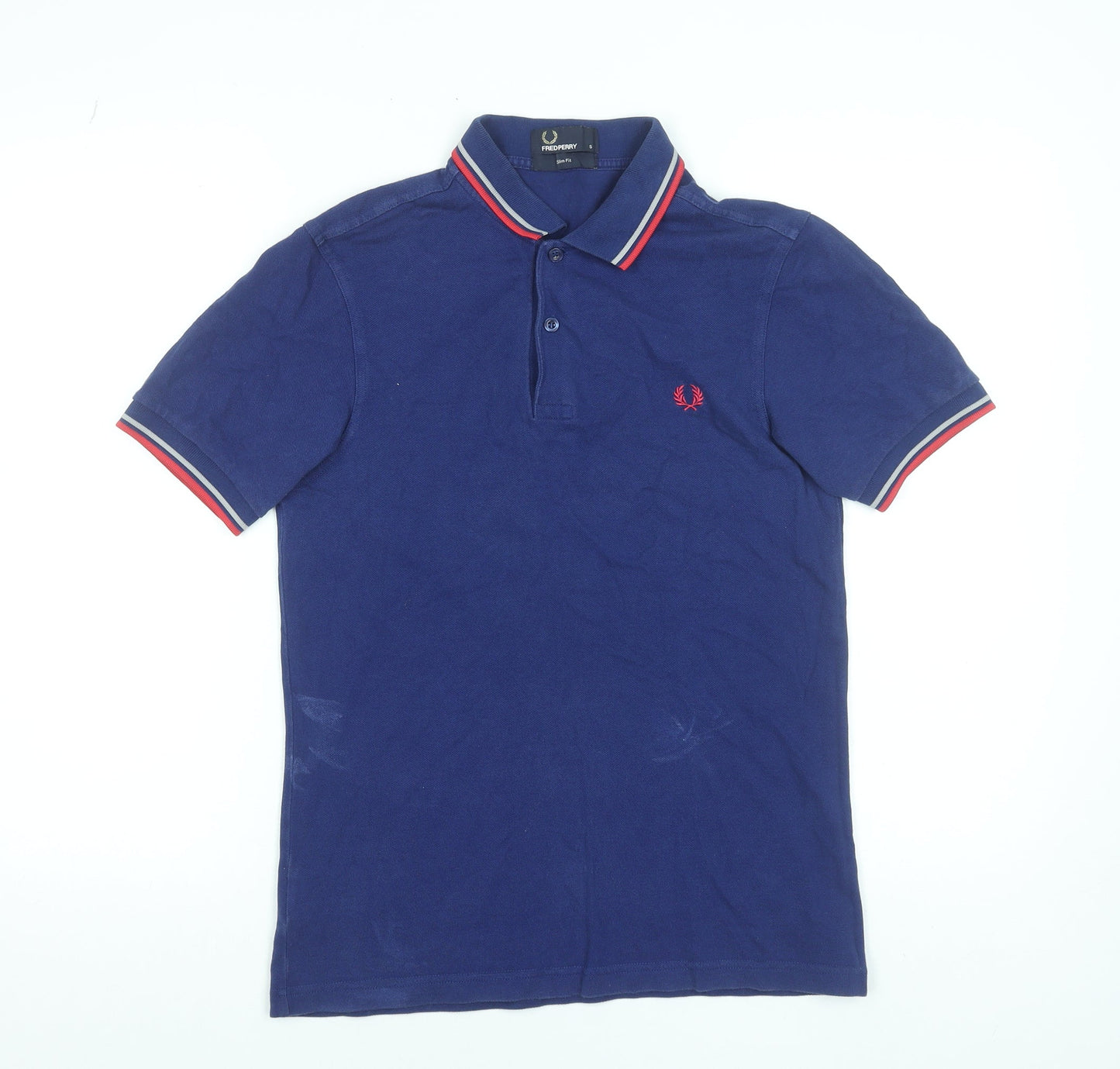 Fred Perry Men's Blue Slim Fit Polo Shirt Size S