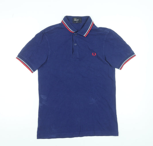 Fred Perry Men's Blue Slim Fit Polo Shirt Size S
