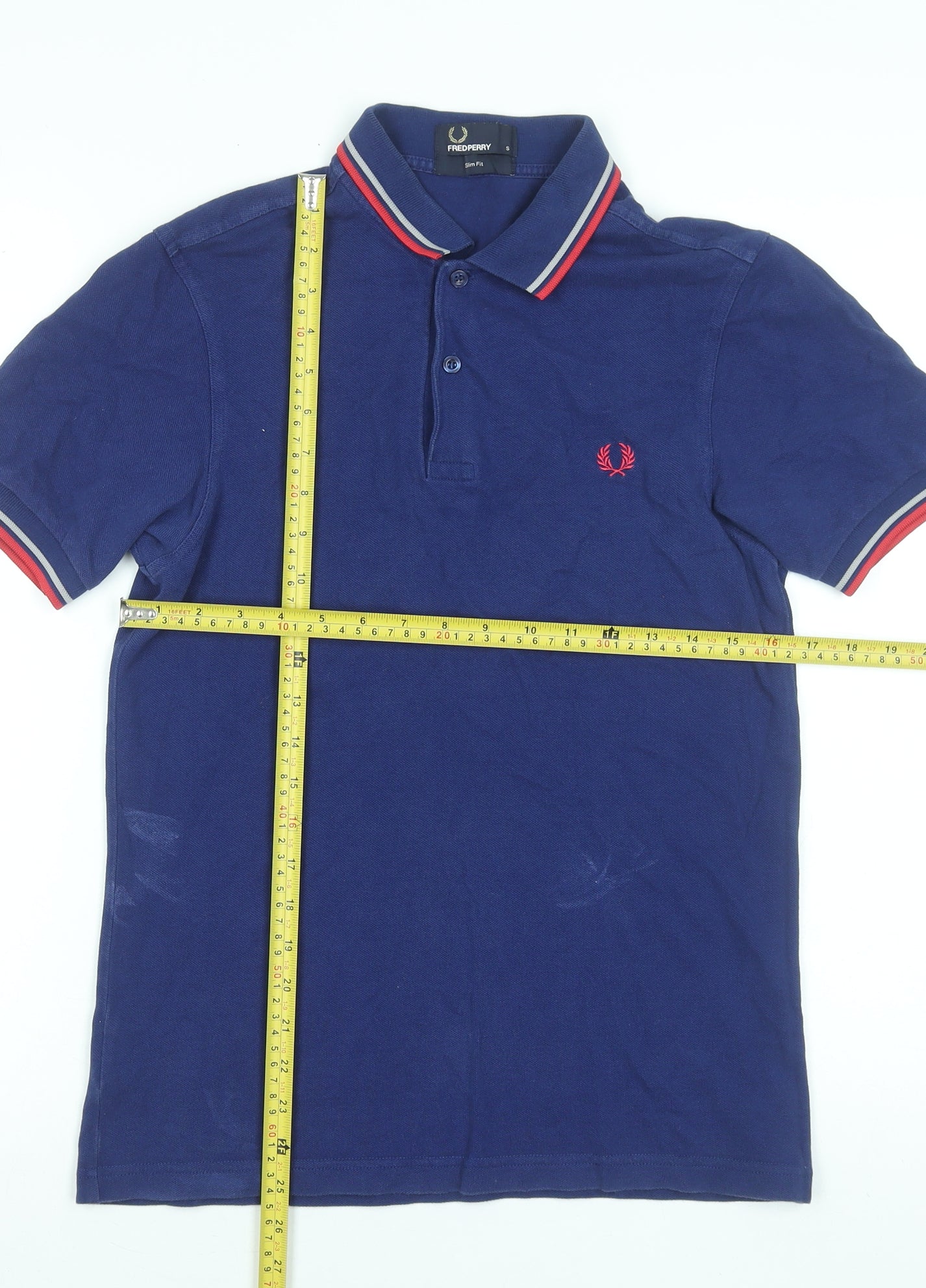 Fred Perry Men's Blue Slim Fit Polo Shirt Size S