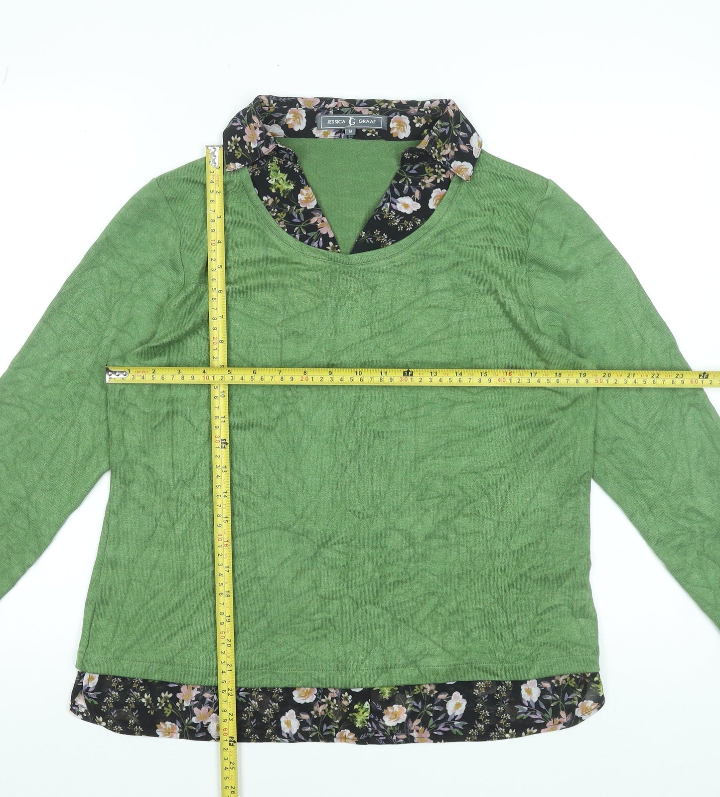 Jessica Graaf Women Green Collared Long Sleeve Pullover Jumper M