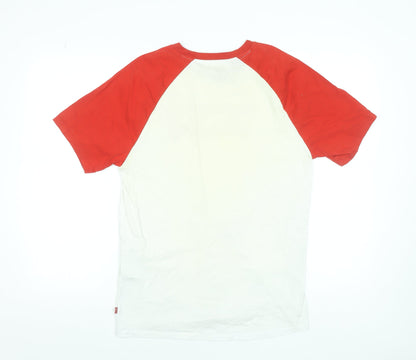 Levi's Men's White Red Raglan Graphic Print T-Shirt Medium