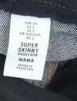 H&M Women’s Blue Maternity High Rib Super Skinny Jeans Size 6