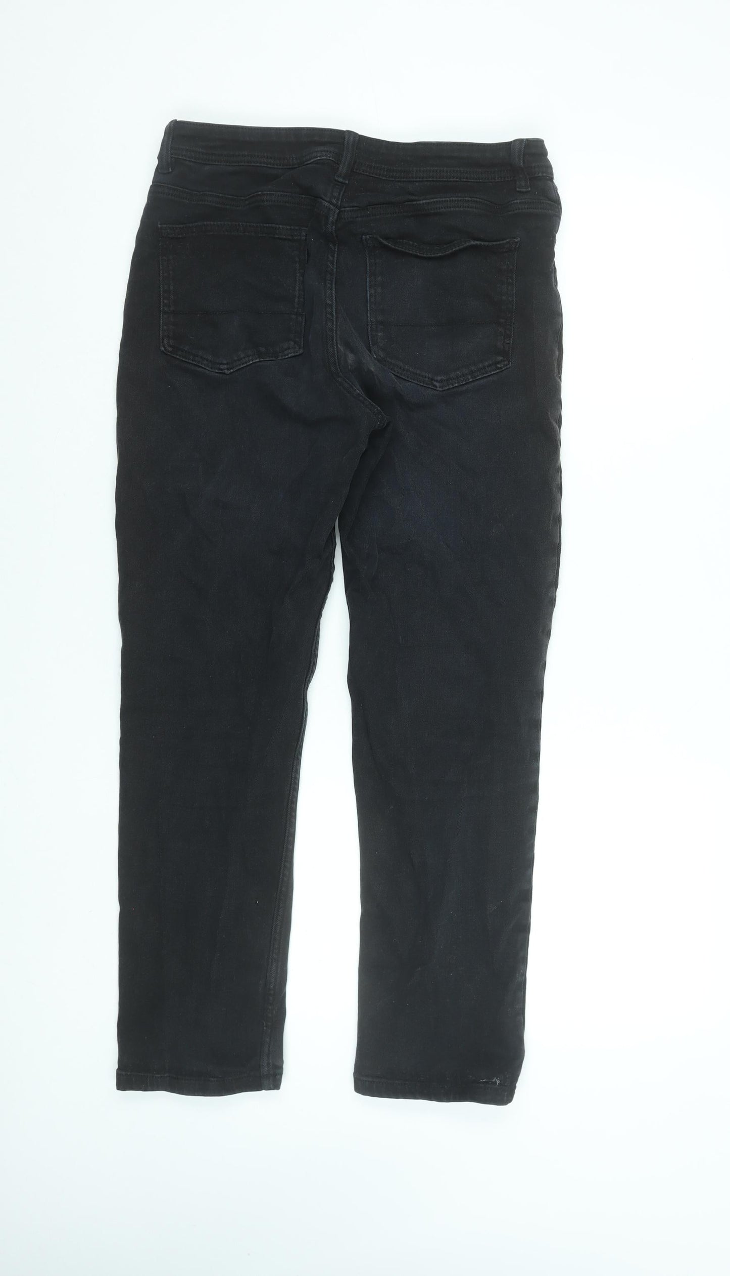 Bershka Womens Black Corduroy Cropped Trousers Size 8