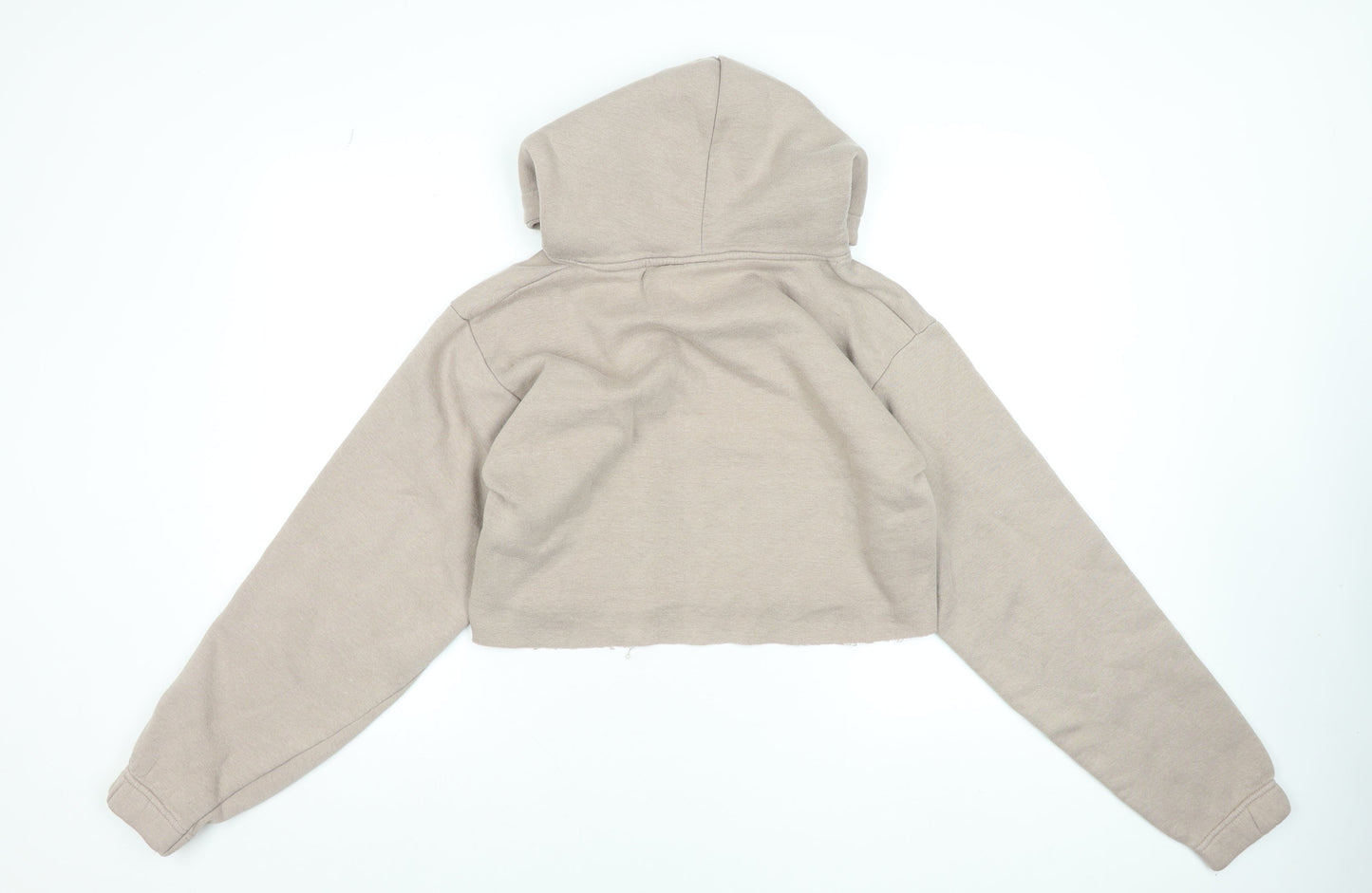 Criminal Damage Women Beige Cropped Hoodie Size M Long Sleeve Pullover
