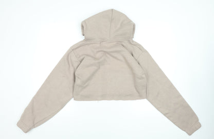 Criminal Damage Women Beige Cropped Hoodie Size M Long Sleeve Pullover