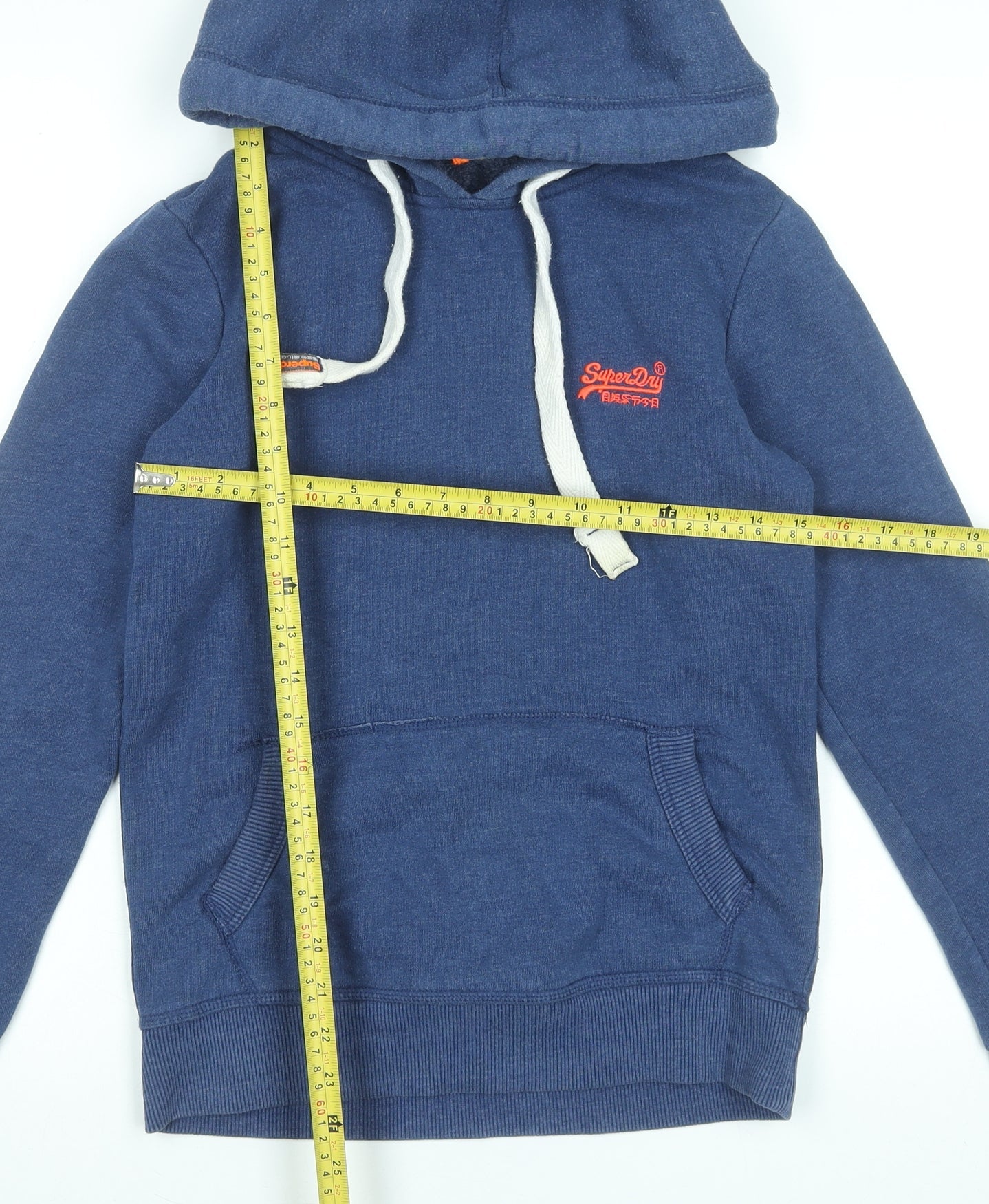 Superdry Womens Blue Pullover Hoodie XS Cotton Blend Casual