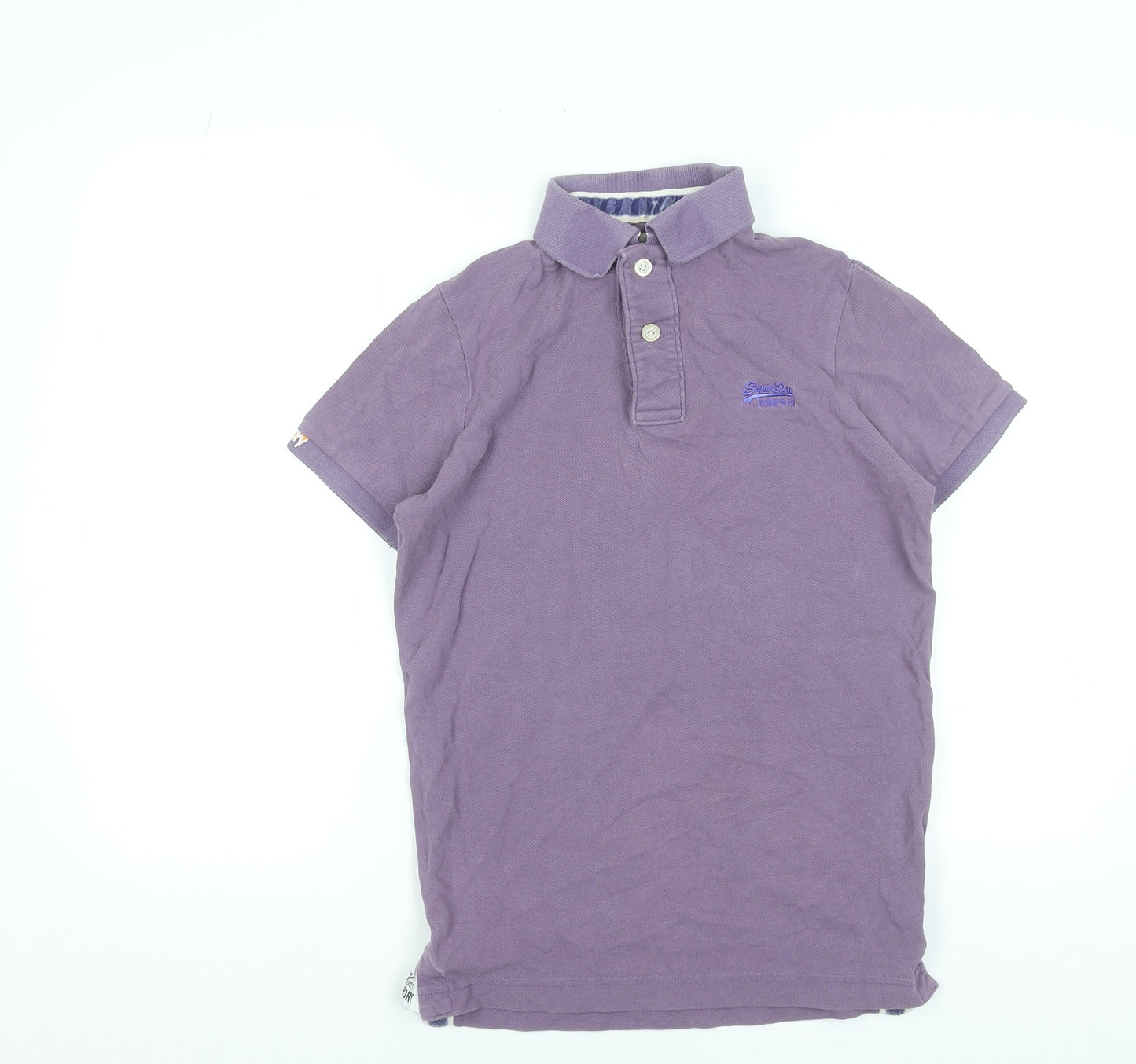 Superdry Men's Purple Cotton Short Sleeve Polo Shirt Size S