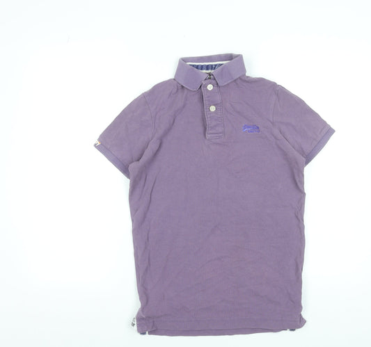 Superdry Men's Purple Cotton Short Sleeve Polo Shirt Size S