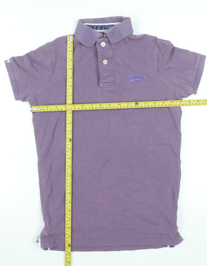 Superdry Men's Purple Cotton Short Sleeve Polo Shirt Size S