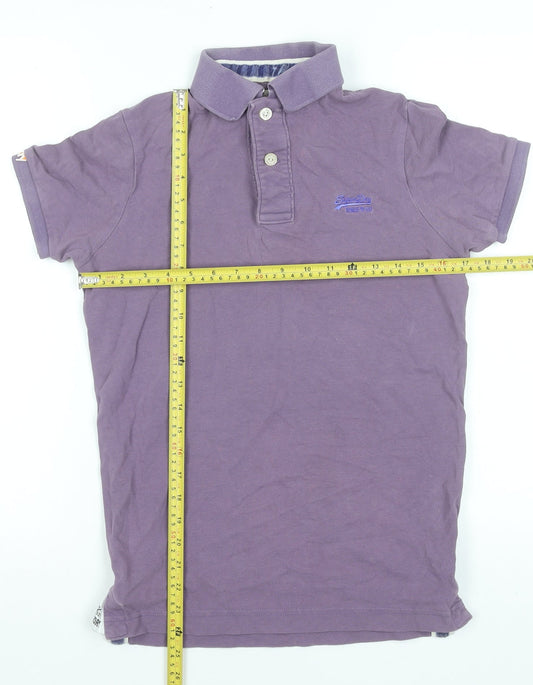 Superdry Men's Purple Cotton Short Sleeve Polo Shirt Size S