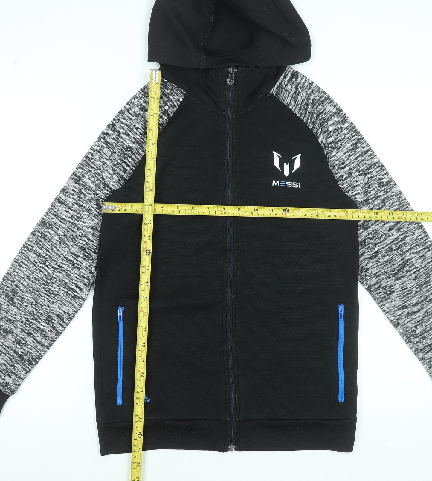 Adidas Boys Black Full Zip Messi Hoodie 12-13 Years Sportswear Top