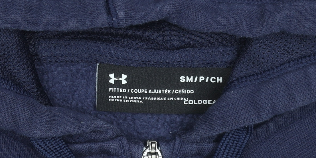 Under Armour Men's Blue Full Zip Hoodie Size S Fitted ColdGear