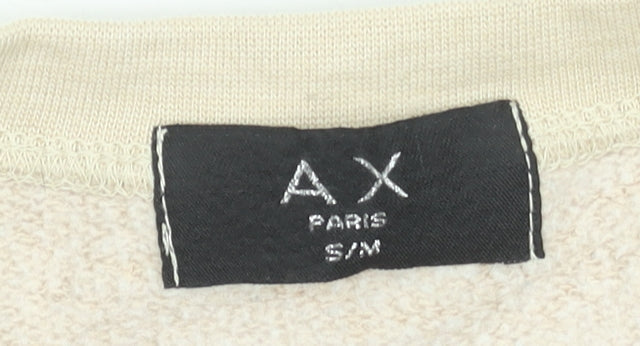 AX Paris Women’s Beige Skull Floral Graphic Pullover Sweatshirt S/M