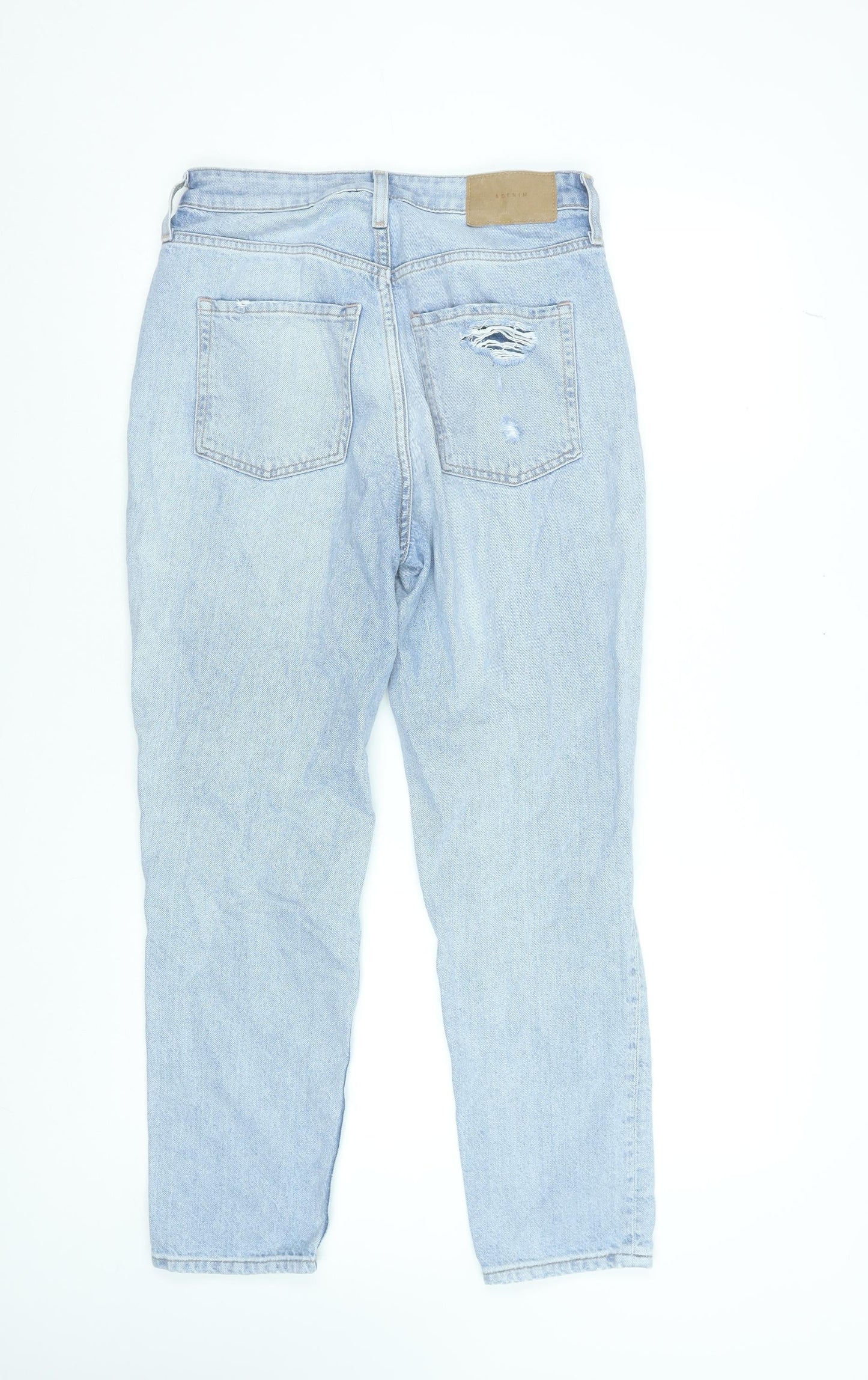 H&M Women’s Blue Mom Jeans Size 10 High Waist Distressed Denim