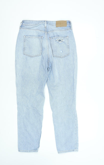 H&M Women’s Blue Mom Jeans Size 10 High Waist Distressed Denim