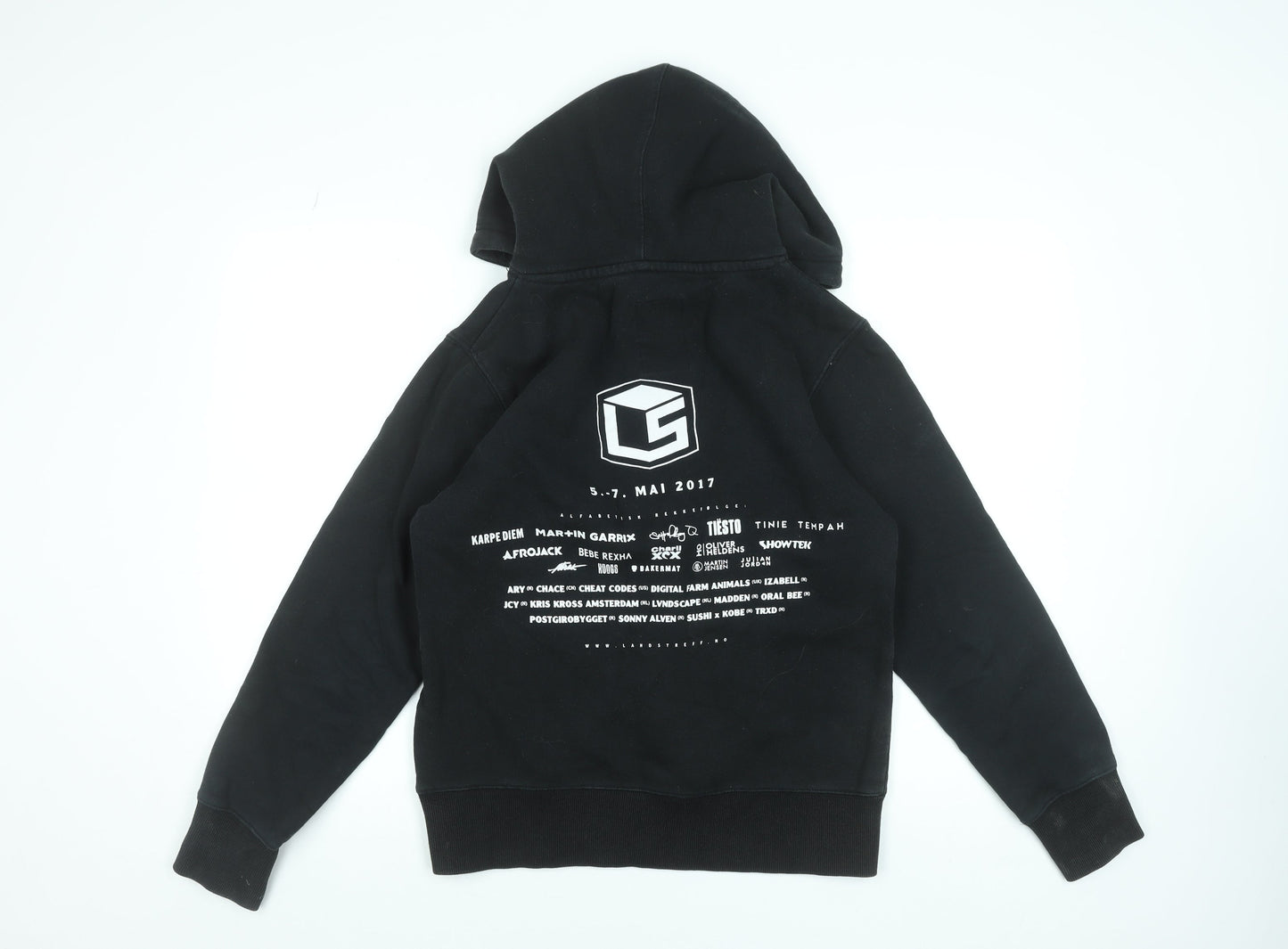 Landstreff Stavanger Men's Black Pullover Hoodie Size S Music Festival Graphic