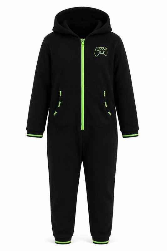 Next Boys Black Xbox Hooded Fleece One Piece Pyjamas 9 Years