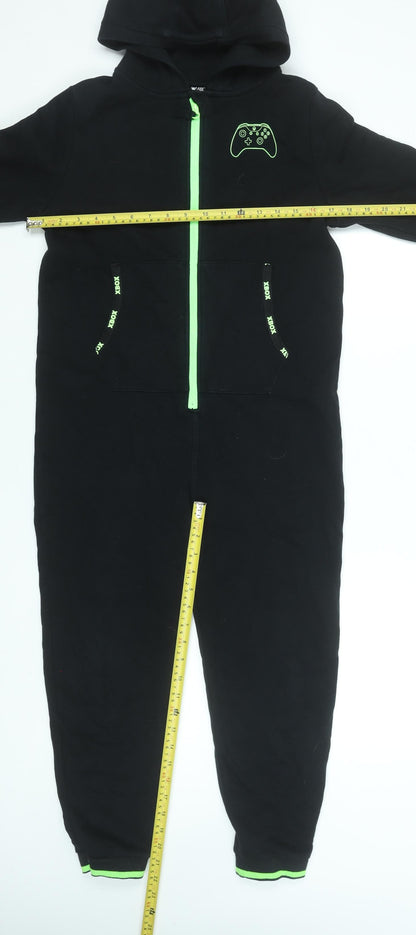 Next Boys Black Xbox Hooded Fleece One Piece Pyjamas 9 Years