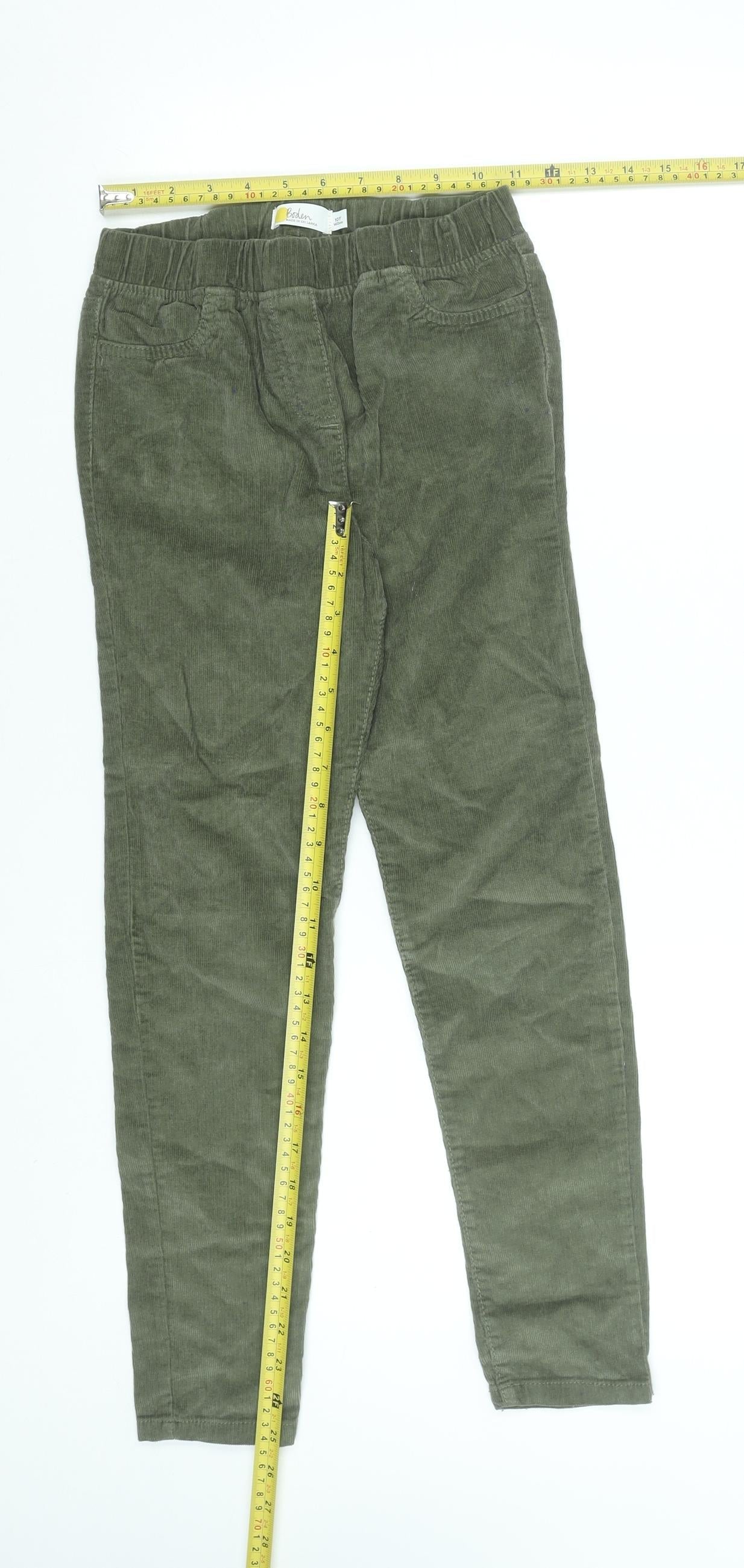 Boden Girls Green Corduroy Jegging Trousers 10 Years Elastic Waist