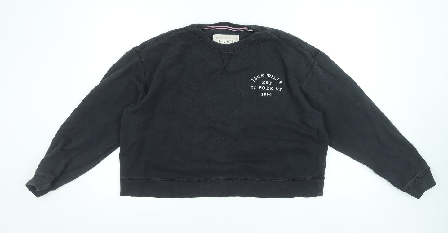 Womens UK Size 12 Jack Wills Black Pullover Sweatshirt