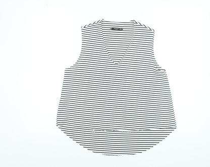 Mango Women Black White Striped Sleeveless Tank Top Size 8