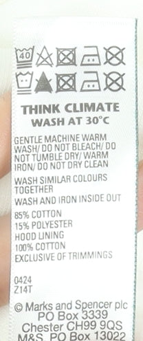 Marks and Spencer Boys White Graphic Pullover Hoodie 7-8 Years Cotton Blend