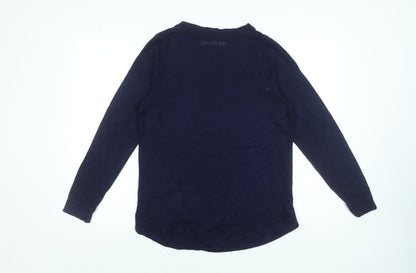 Oasis Women Blue Long Sleeve Hello Glitter T-Shirt Size S