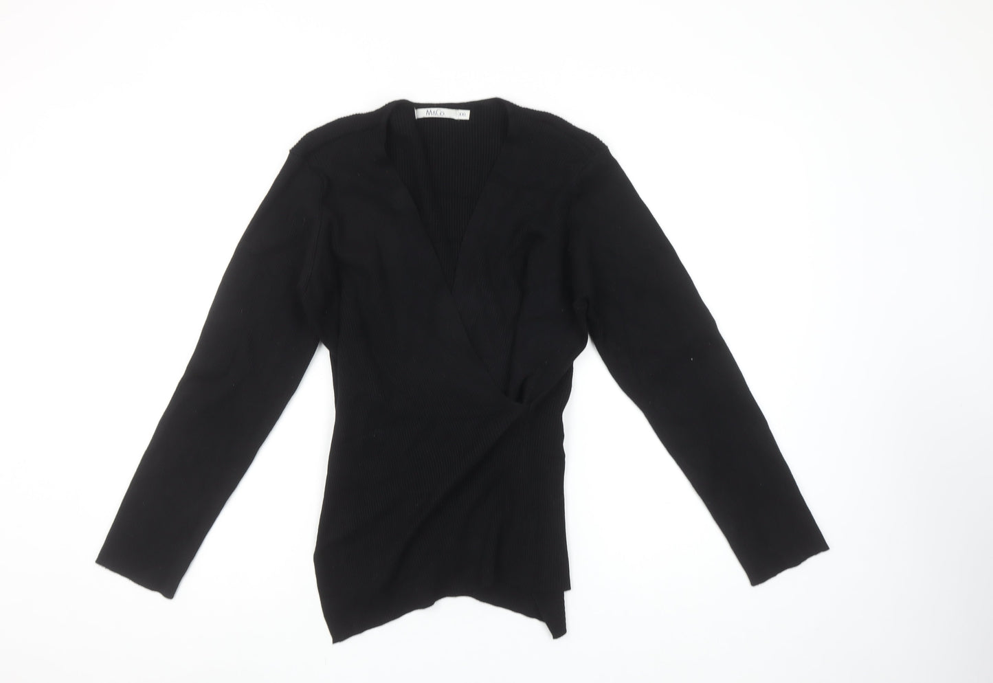 M&Co Women's Black 2XL Wrap V-Neck Long Sleeve Knit Jumper