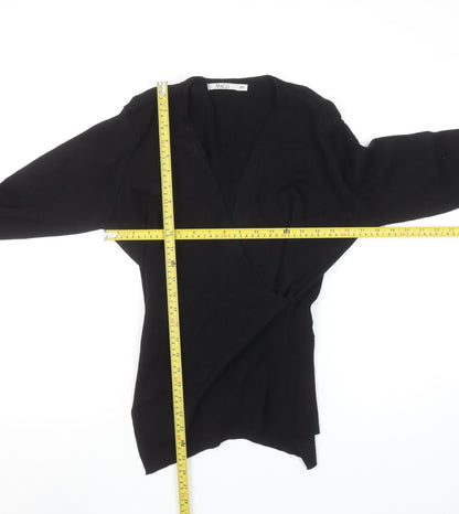 M&Co Women's Black 2XL Wrap V-Neck Long Sleeve Knit Jumper
