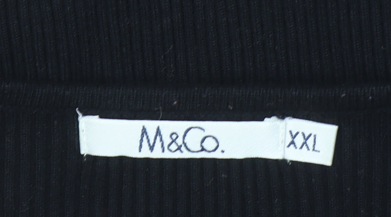 M&Co Women's Black 2XL Wrap V-Neck Long Sleeve Knit Jumper