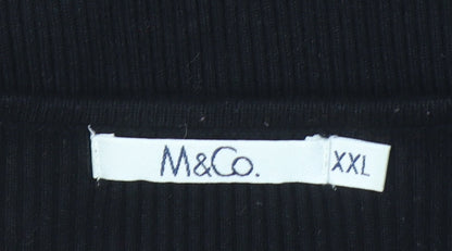 M&Co Women's Black 2XL Wrap V-Neck Long Sleeve Knit Jumper