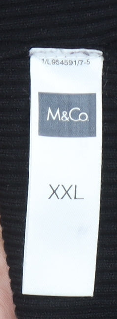M&Co Women's Black 2XL Wrap V-Neck Long Sleeve Knit Jumper