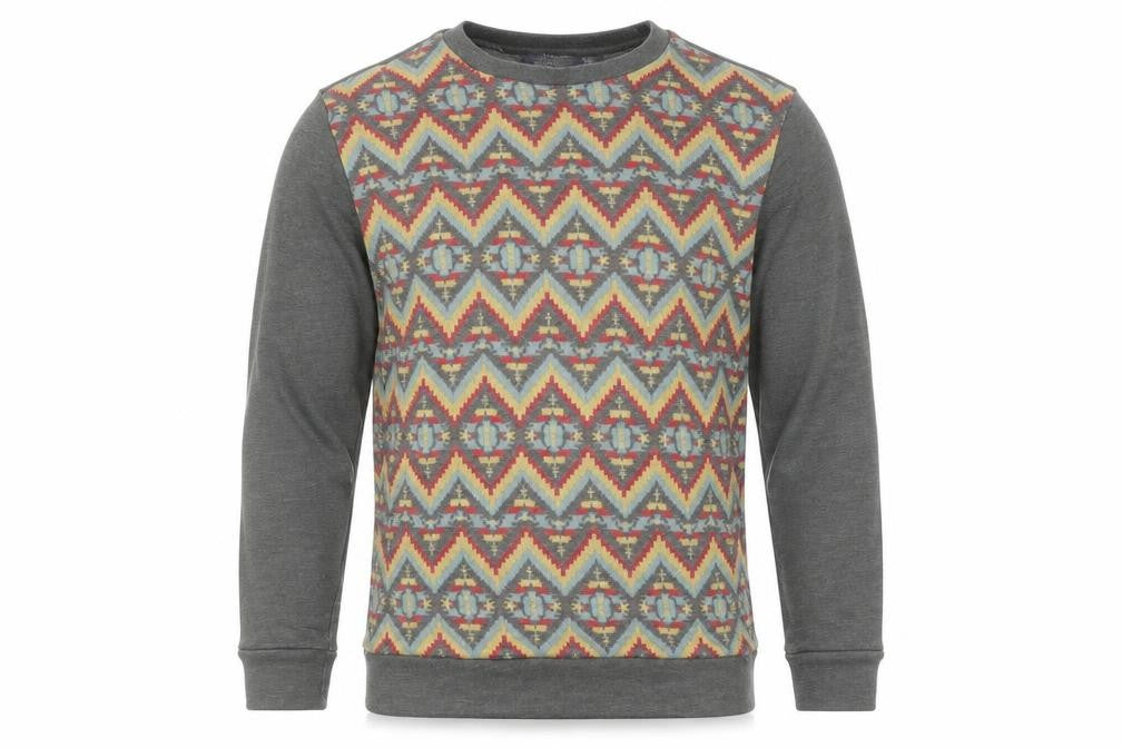 Topman Men’s Grey Aztec Pattern Crew Neck Sweatshirt Size S