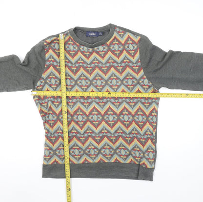 Topman Men’s Grey Aztec Pattern Crew Neck Sweatshirt Size S