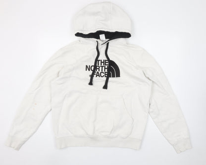 The North Face Men's White Hoodie L Pullover Cotton Logo Outdoor