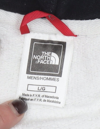 The North Face Men's White Hoodie L Pullover Cotton Logo Outdoor